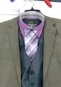 Brand new Men's brown and blue striped suit